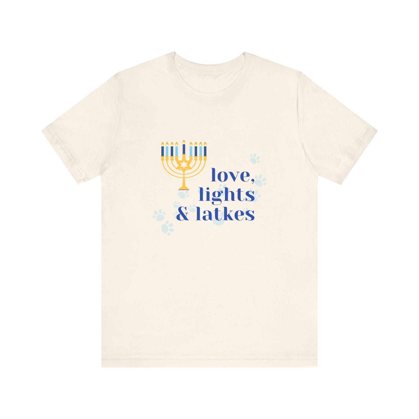 Love, Lights & Latkes Unisex Short Sleeve Tee