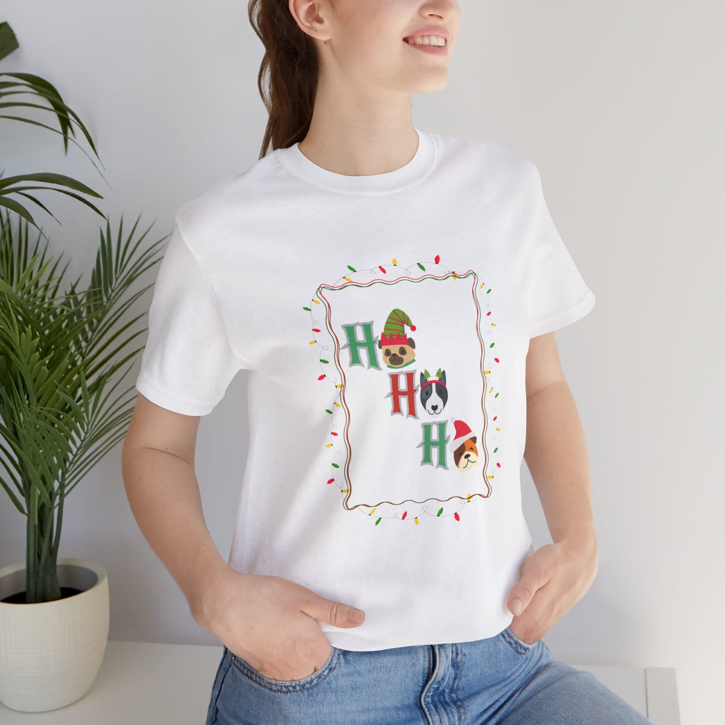 Ho Ho Ho Christmas Dogs Unisex Short Sleeve Tee