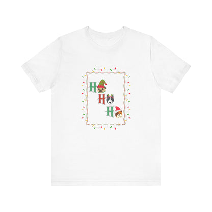 Ho Ho Ho Christmas Dogs Unisex Short Sleeve Tee